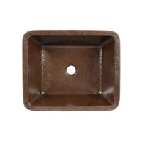 17" Rectangle Skirted Vessel Hammered Copper Sink alt 0