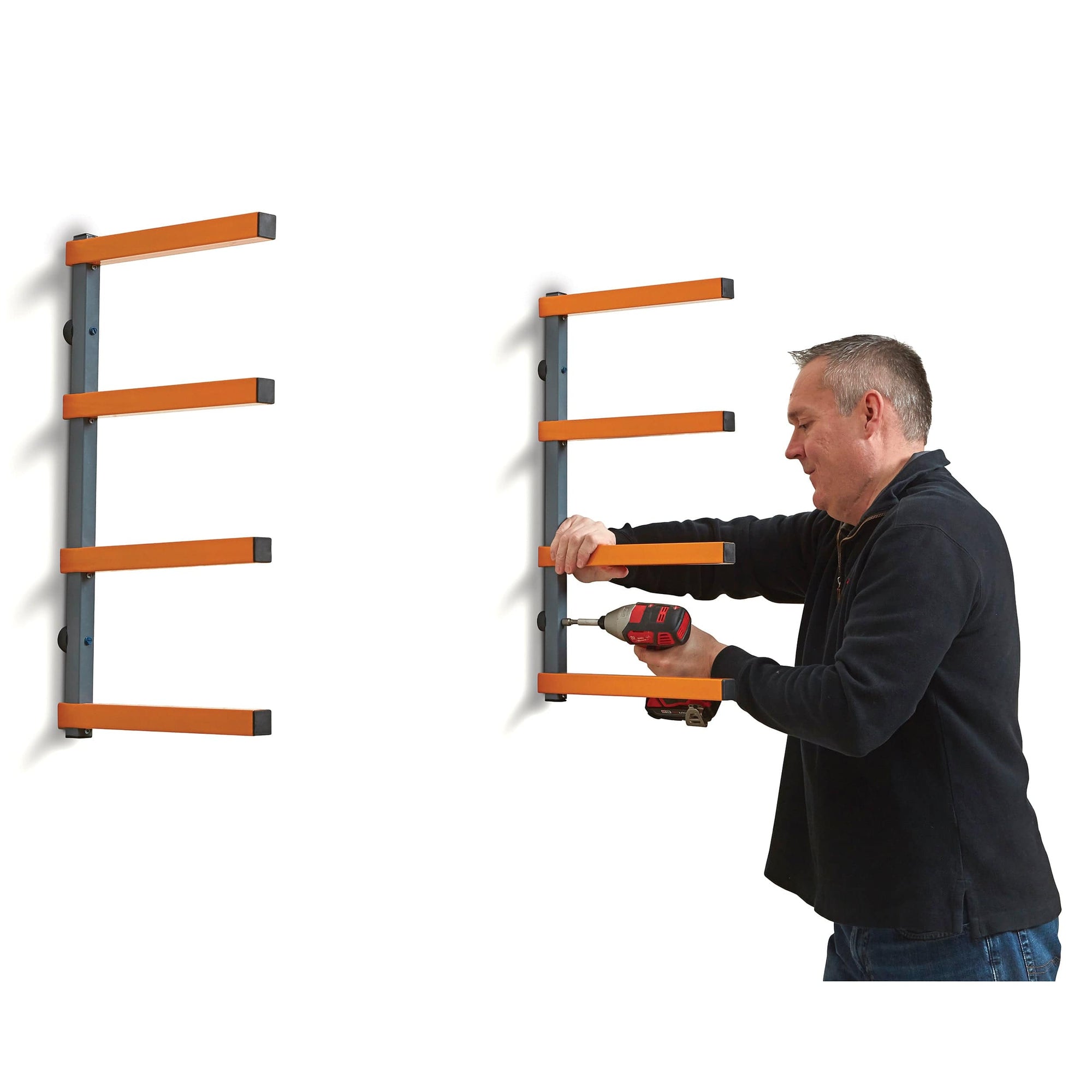4-Level Lumber Storage Rack - Orange & Gray alt 0