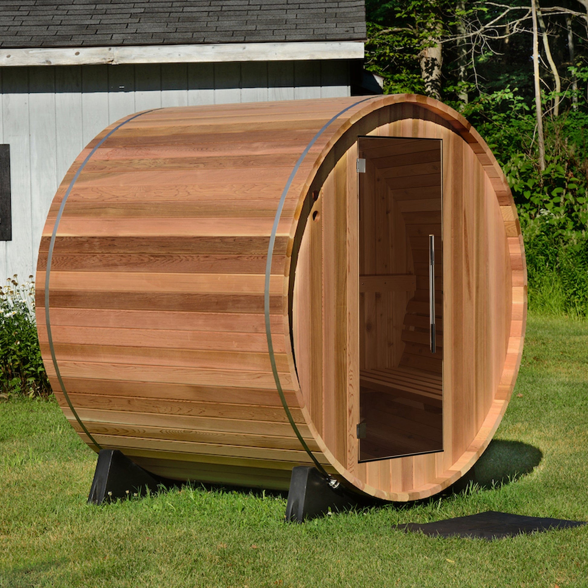 Watoga Electric Barrel Sauna in Clear Cedar alt 0