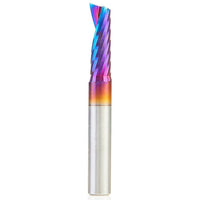 51404-K Spiral O Single Flute Plastic Cutting Up-Cut Mirror Finish CNC Router Bit 1/4 D" 3/4"CH 1/4"SH 2"OL alt 0