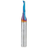 51411-K Spiral O Single Flute Plastic Cutting Up-Cut Mirror Finish CNC Router Bit 1/8"D 1/2"CH 1/4"SH 2"OL alt 0