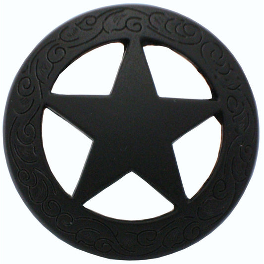 Star Knob with Engraved Edge, Matte Black alt 0