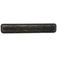 Large Engraved Flower Pull, Pewter Oxide alt 0