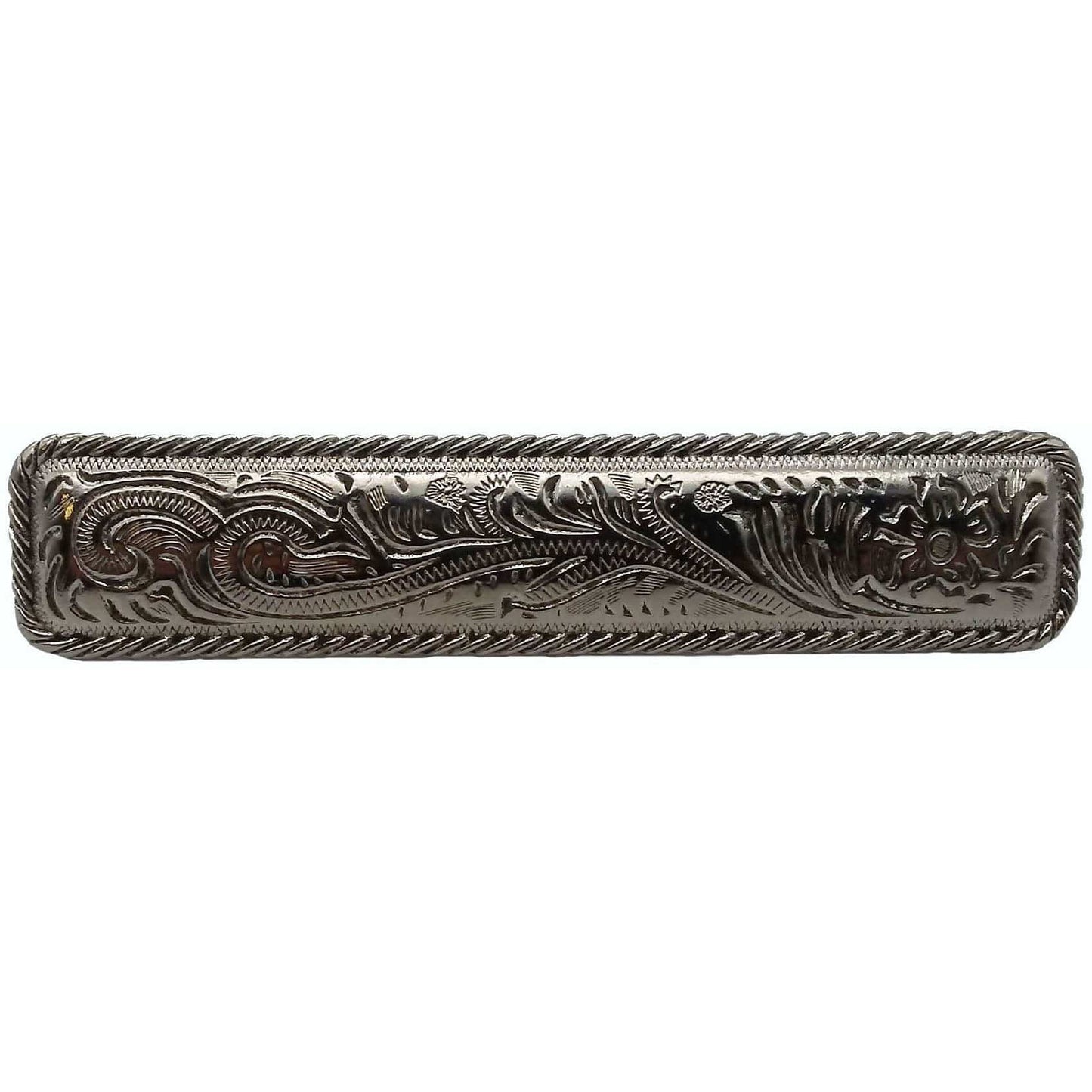 Small Engraved Flower Pull, Nickel alt 0