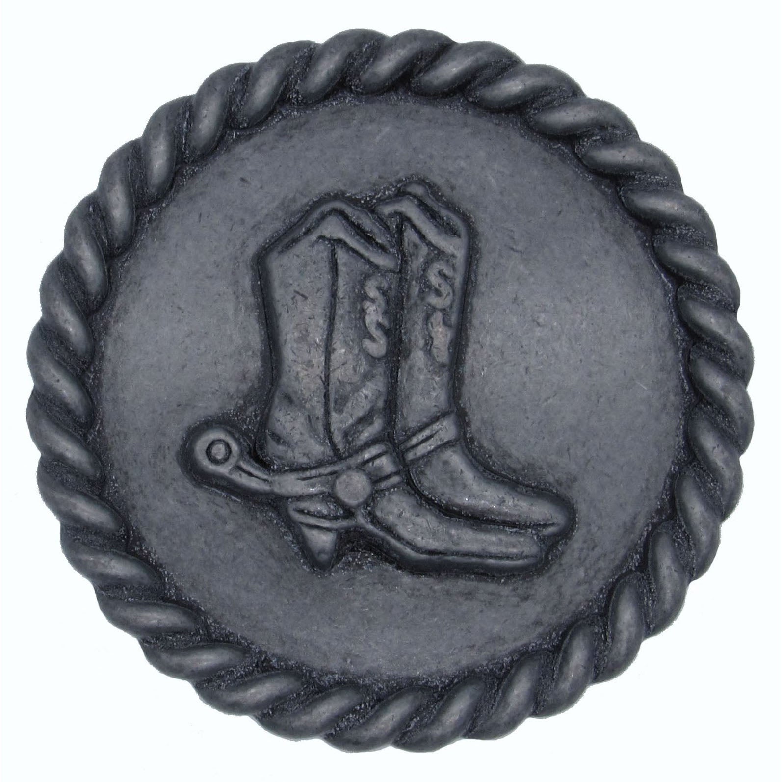 Cowboy Boots with Roped Edge Round Knob, Pewter Oxide alt 0