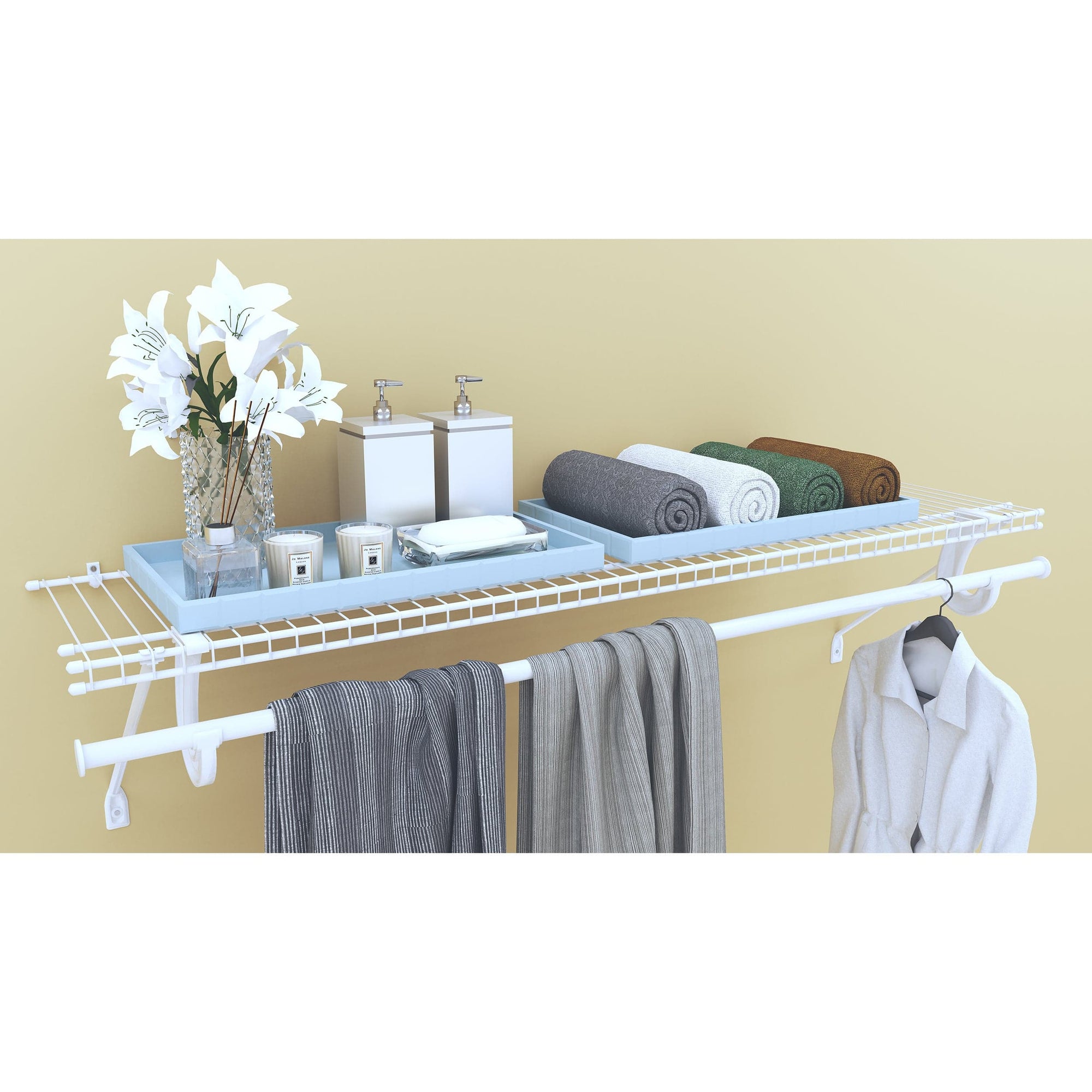 SuperSlide Ventilated Shelf Kit with Hang Rod 48" W x 12" D, White alt 0