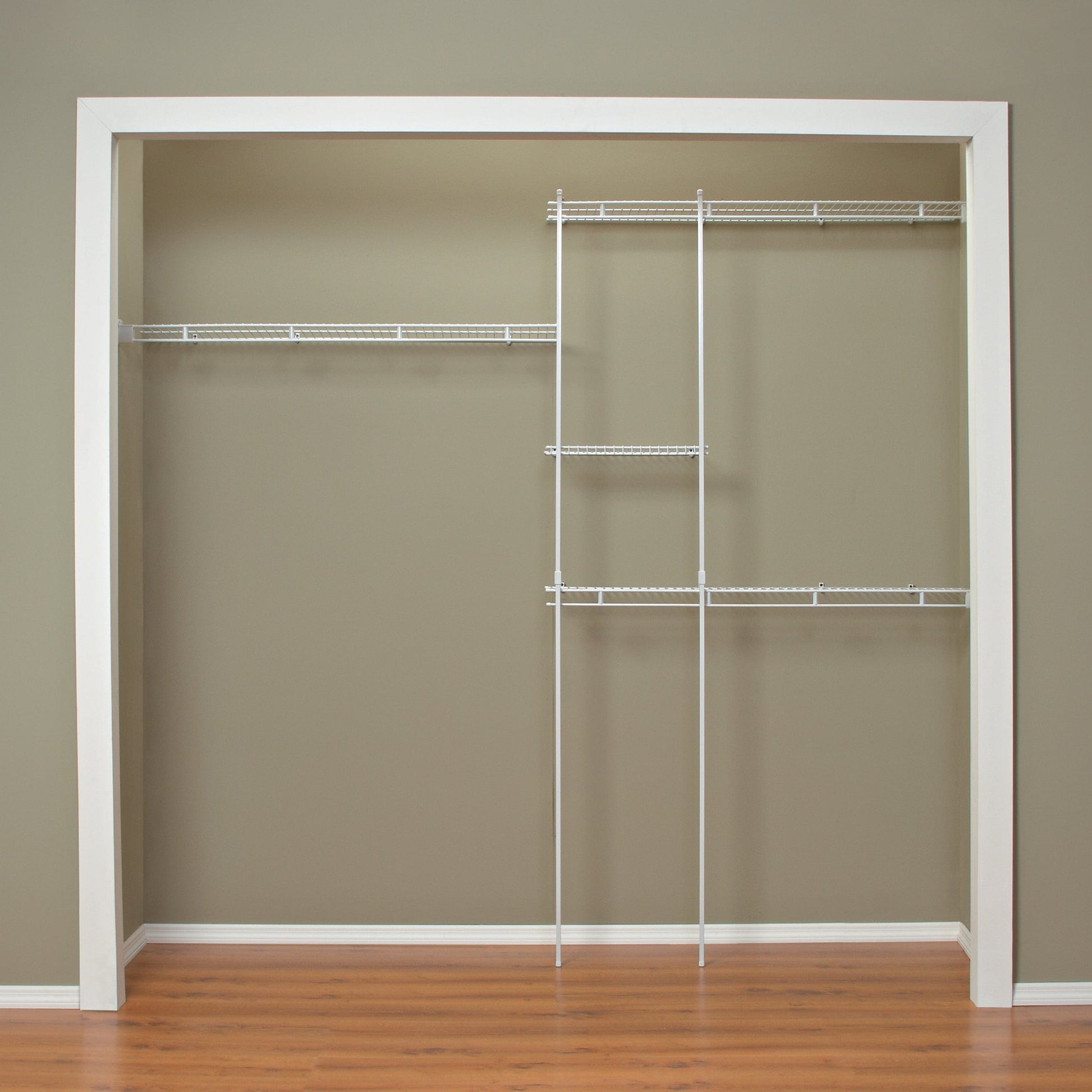 Closet Organizer Kit 5' - 8' W Fixed Mount, White | Woodcraft