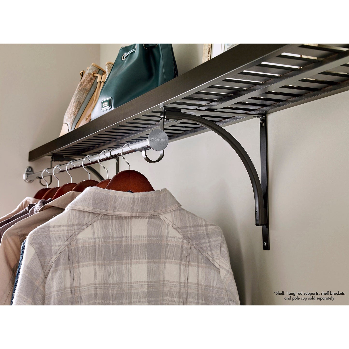 Premium Wood Shelf 40" - 72" W Hang Rod, Chrome alt 0