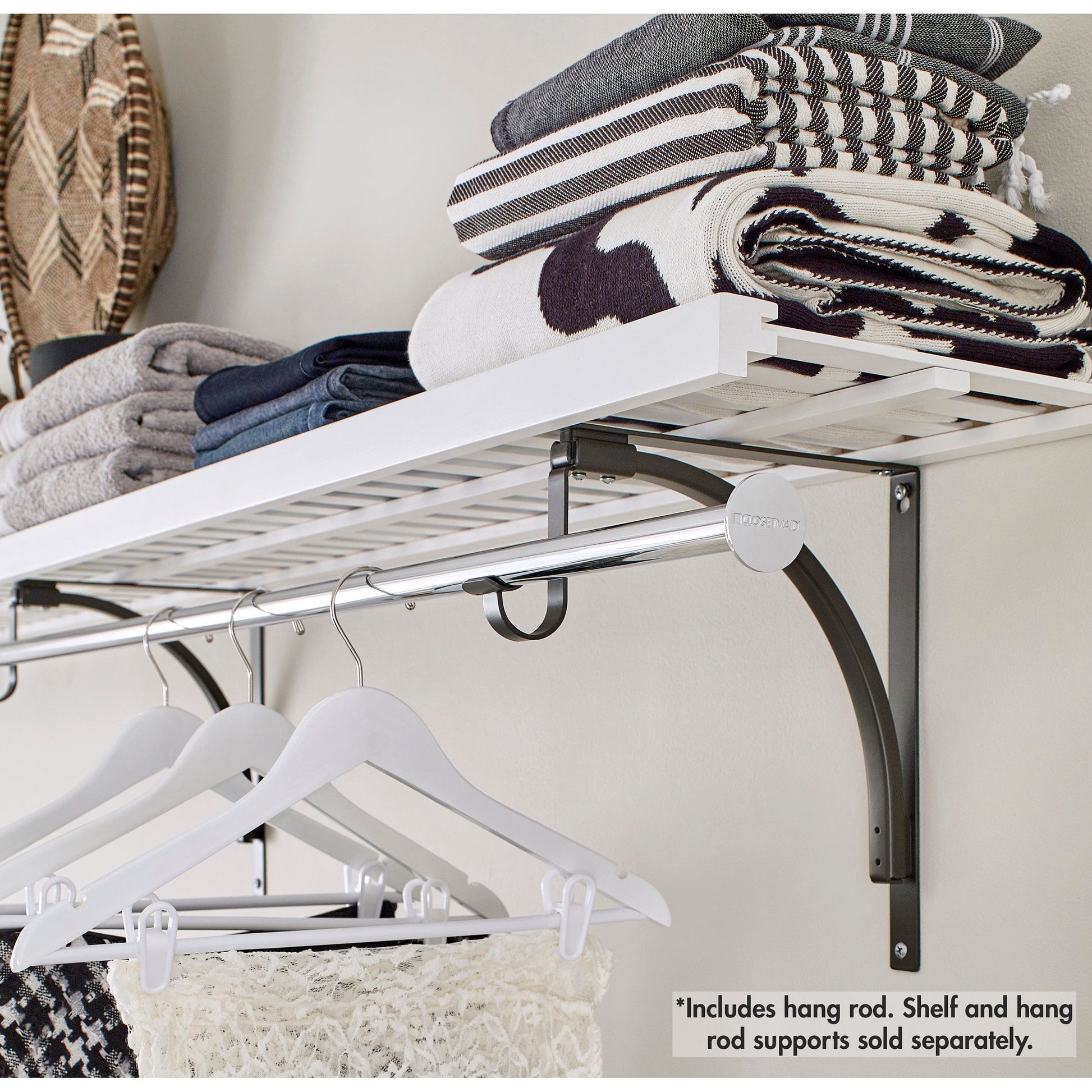 Premium Wood Shelf 52" - 96" W Hang Rod, Chrome alt 0