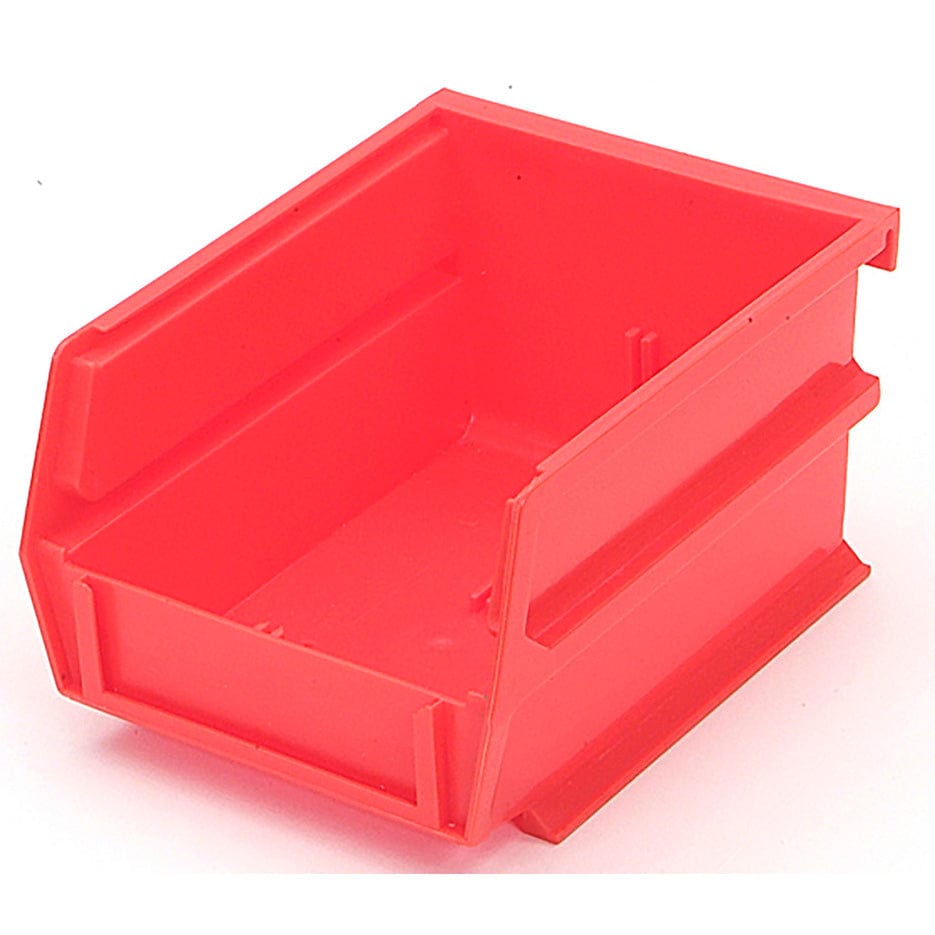 5-3/8" L x 4-1/8" W x 3" H Red Stacking, Hanging, Interlocking Polypropylene Bins, 6 CT alt 0