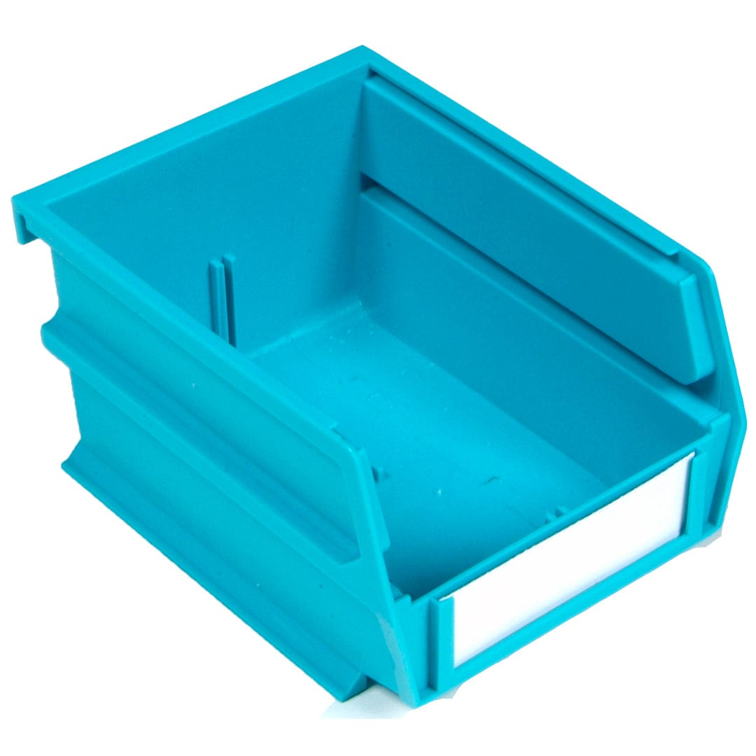 5-3/8" L x 4-1/8" W x 3" H Teal Stacking, Hanging, Interlocking Polypropylene Bins, 10 CT alt 0
