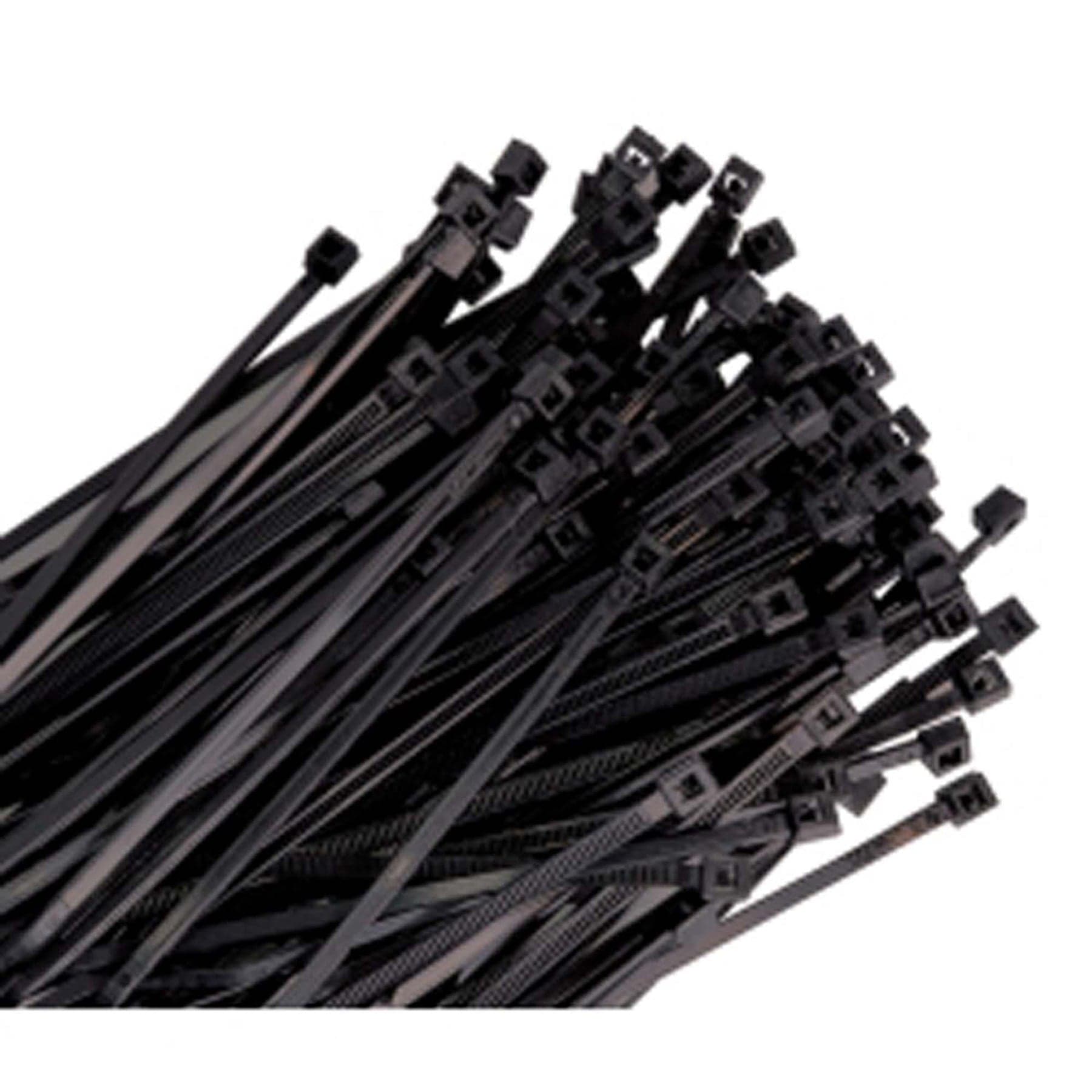 7" Long Heavy Duty Black Nylon Ties, with 50 lb Tensile Strength, 100/pk alt 0