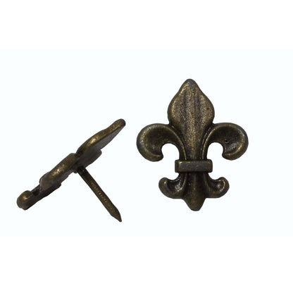 Large Fleur-de-lis Clavo Decorative Nail, 4-Pack, Brass Oxid alt 0