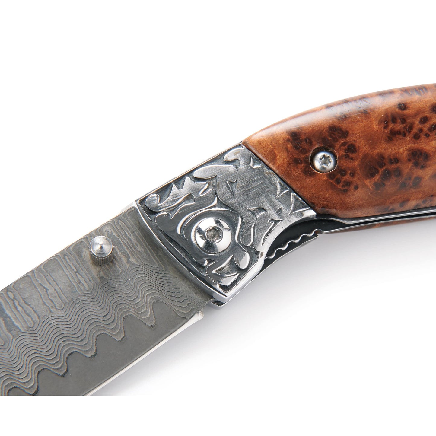Fox 93 Pocketknife for Hunting and Fishing - 6" - Damascus - Unfinished Kit alt 0