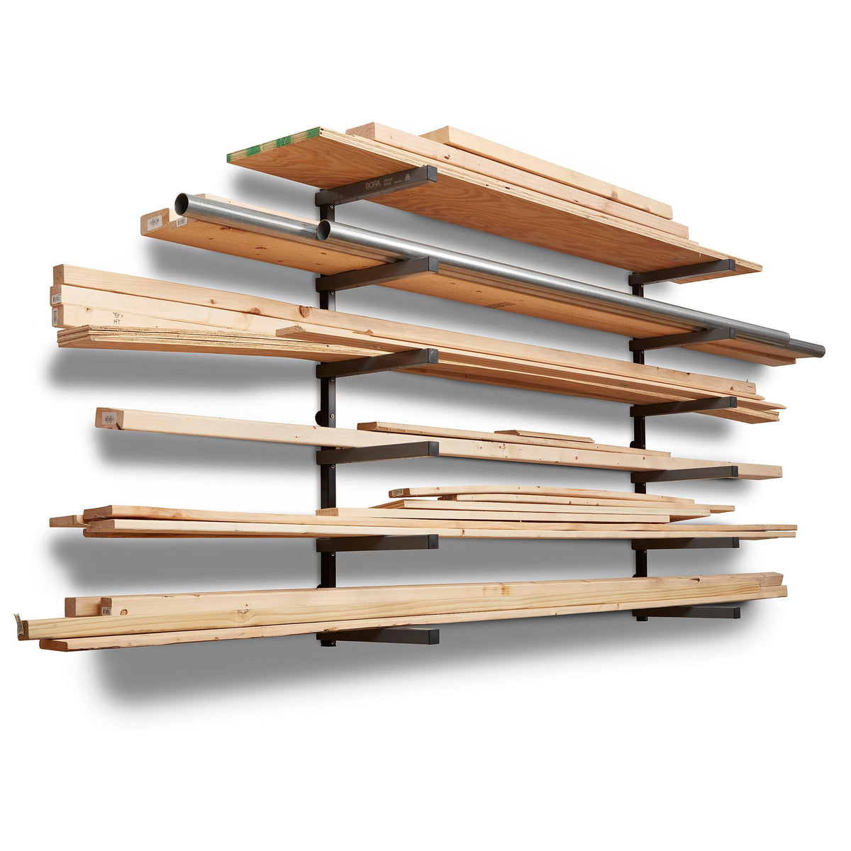 Bora 6-Level Lumber Storage Rack - Black & Gray | Woodcraft