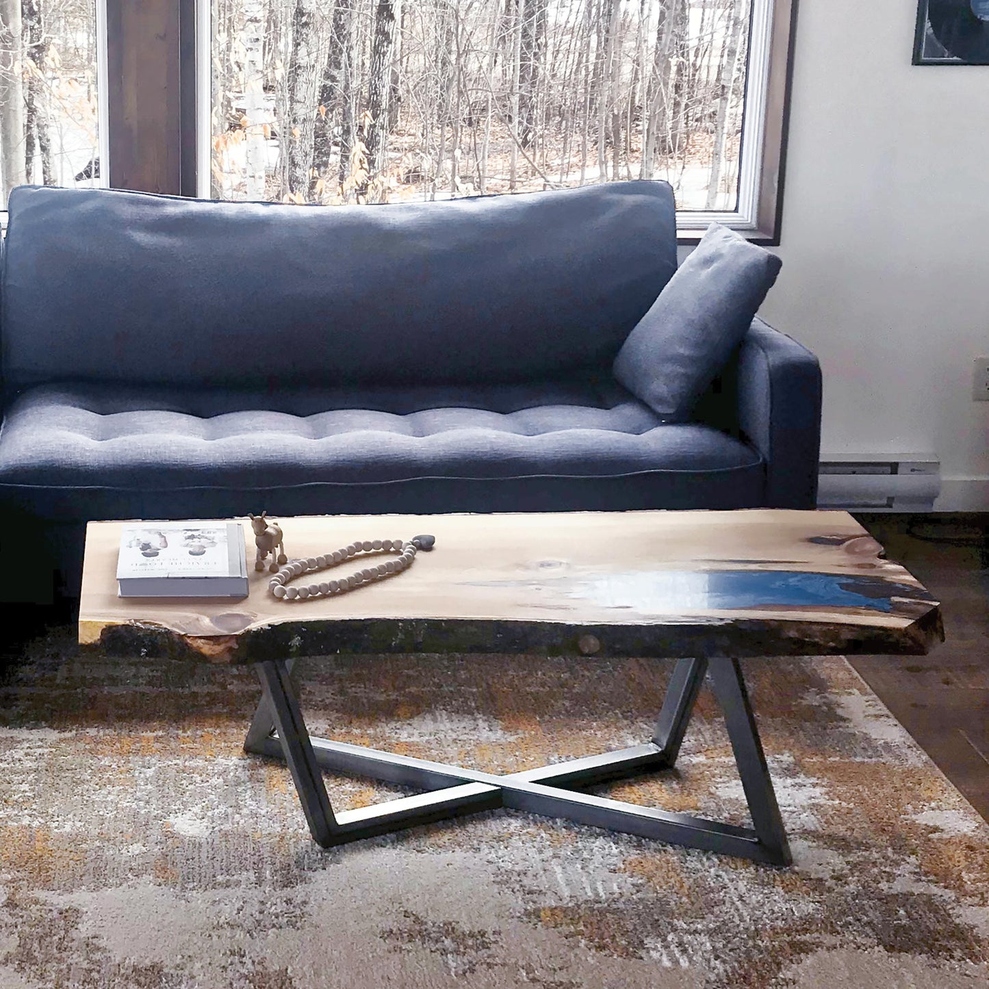 Rhombus Slab Leg Set 15.5" High Raw Steel alt 5