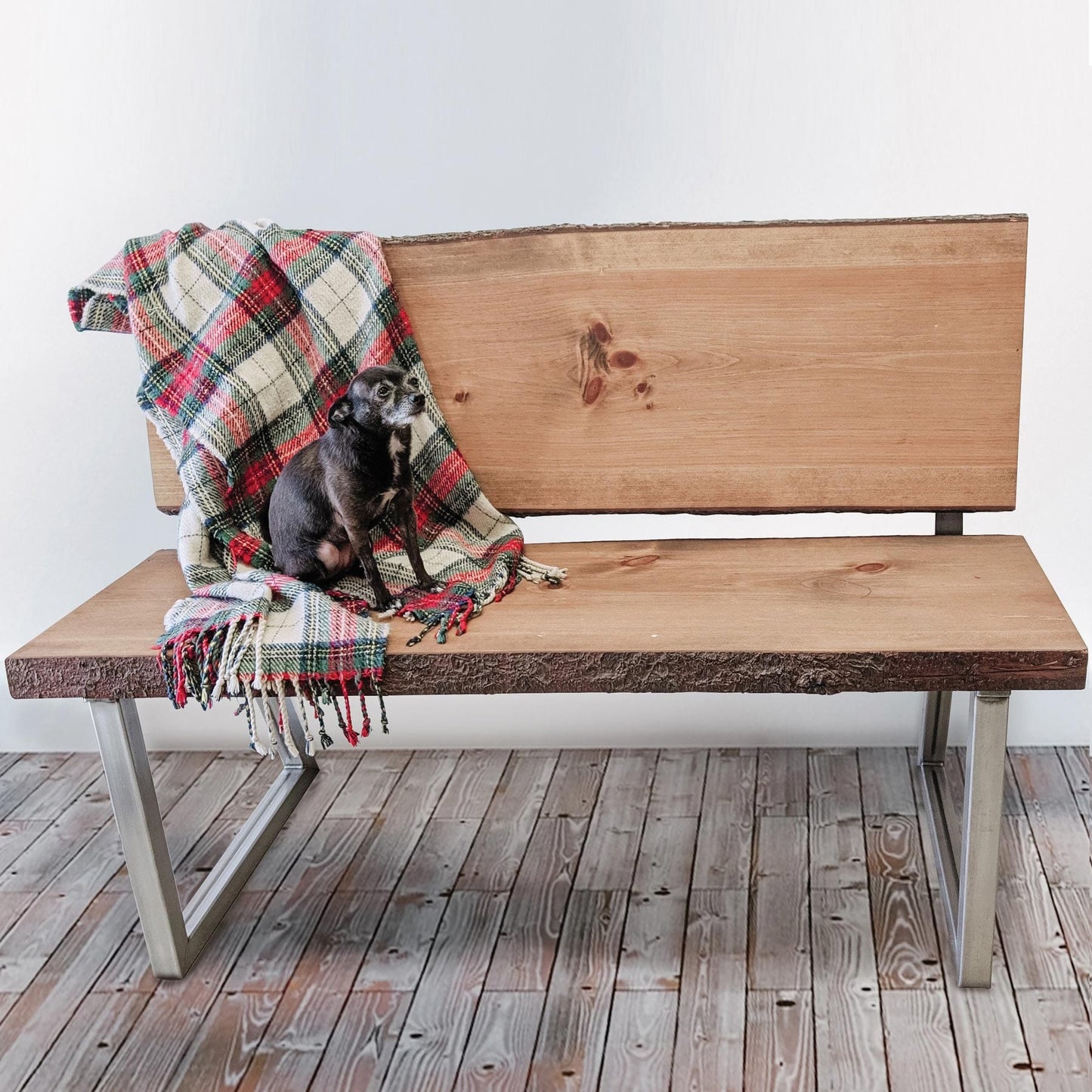 Bench Legs with Back Rest Raw Steel Pair alt 0