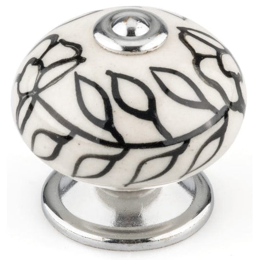 Eclectic Knob, 1-9/16" D, Almond, Black, Chrome alt 0