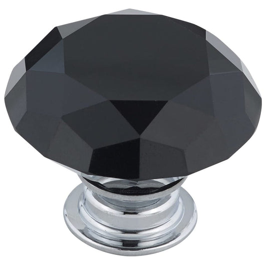 Contemporary Knob, 1-9/16" D, Chrome, Black alt 0