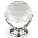 Contemporary Knob, 1-3/16" D, Crystal, Clear, Chrome alt 0