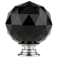 Contemporary Knob, 1-9/16" D, Chrome, Black alt 0