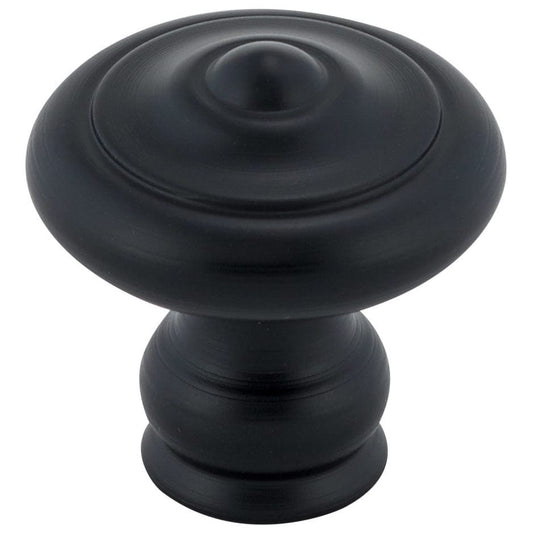 Traditional Knob, 1-3/16" D, Matte Black alt 0