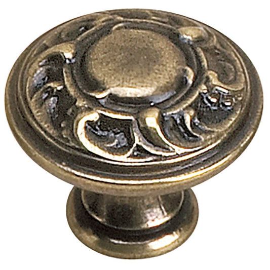 Traditional Knob, 1-3/16" D, Burnished Brass alt 0