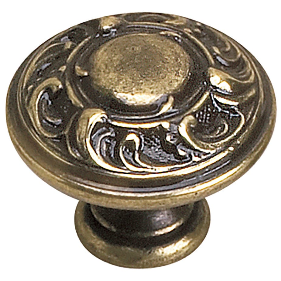 Traditional Knob, 1-3/8" D, Burnished Brass alt 0