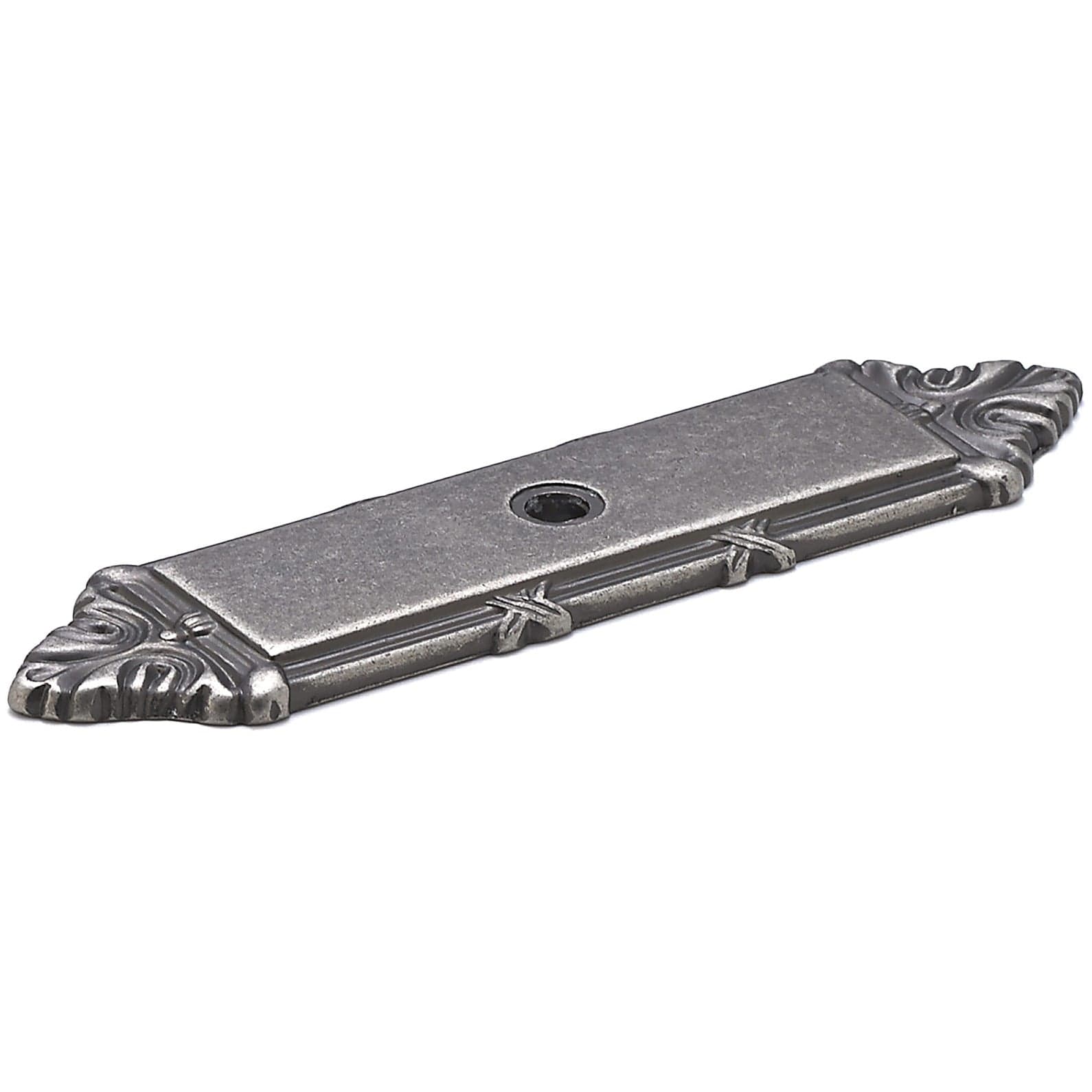 Traditional Backplate for Knob, 4-3/16" x 1-3/32", Pewter alt 0