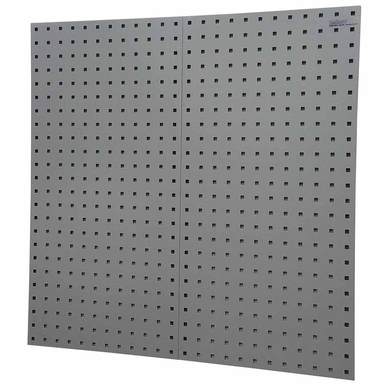 2-LocBoard® 18"W x 9/16"D x 36"H, 18G Steel Sq. Hole Pegbrds w/30pc LocHook® & Bin Assort - Gray alt 0
