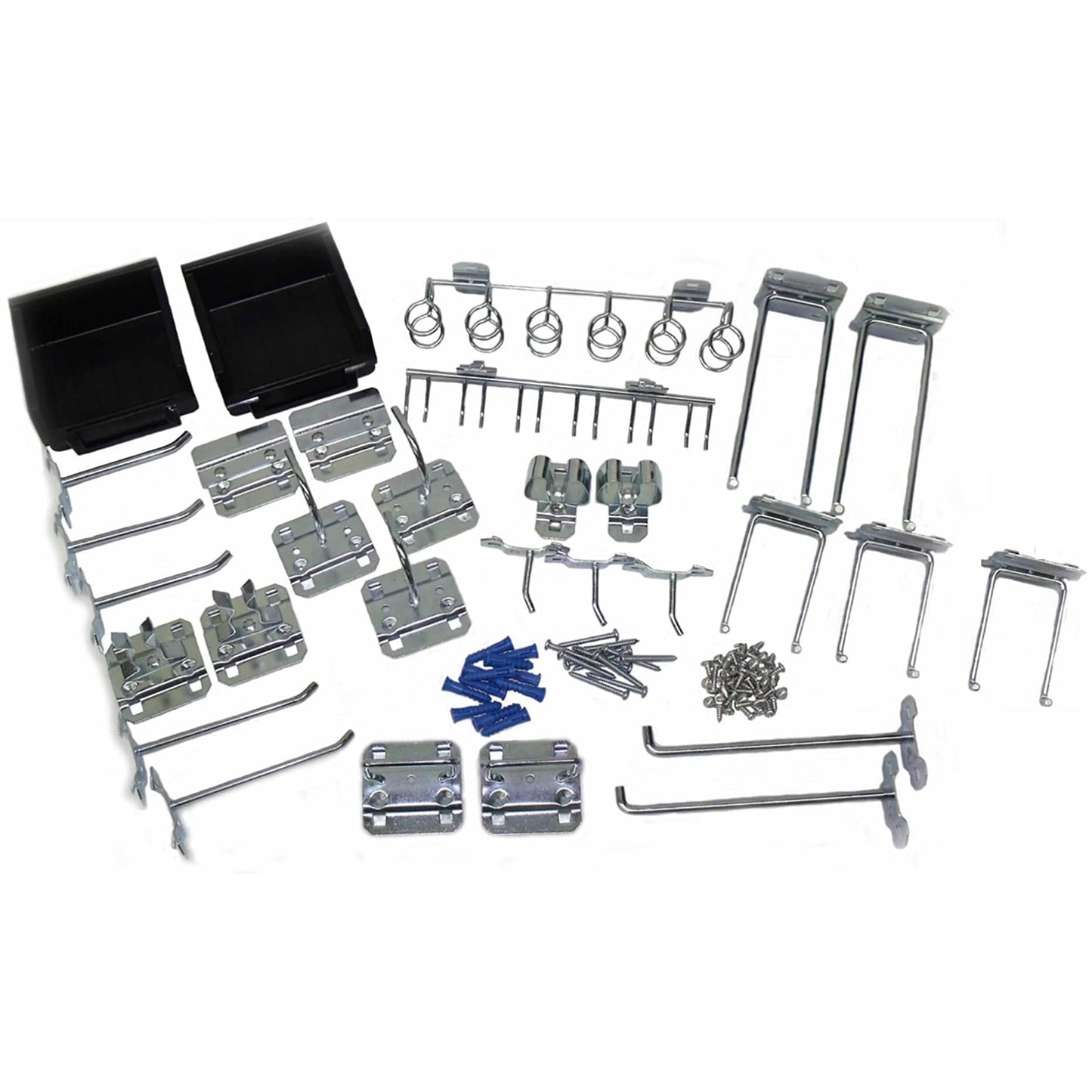 2-LocBoard® 18"W x 9/16"D x 36"H, 18G Steel Sq. Hole Pegbrds w/30pc LocHook® & Bin Assort - Gray alt 0