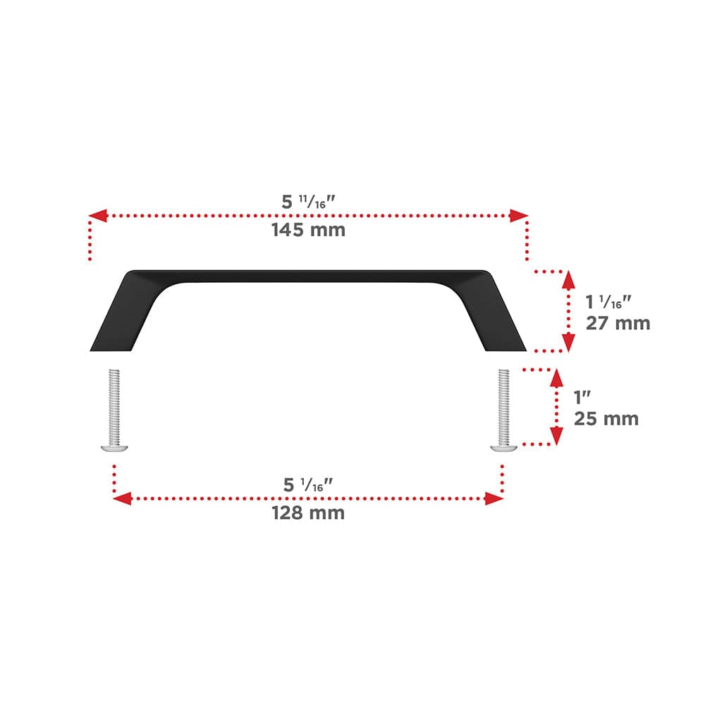 Contemporary Pull, 5-1/16" Center-to-Center, Matte Black