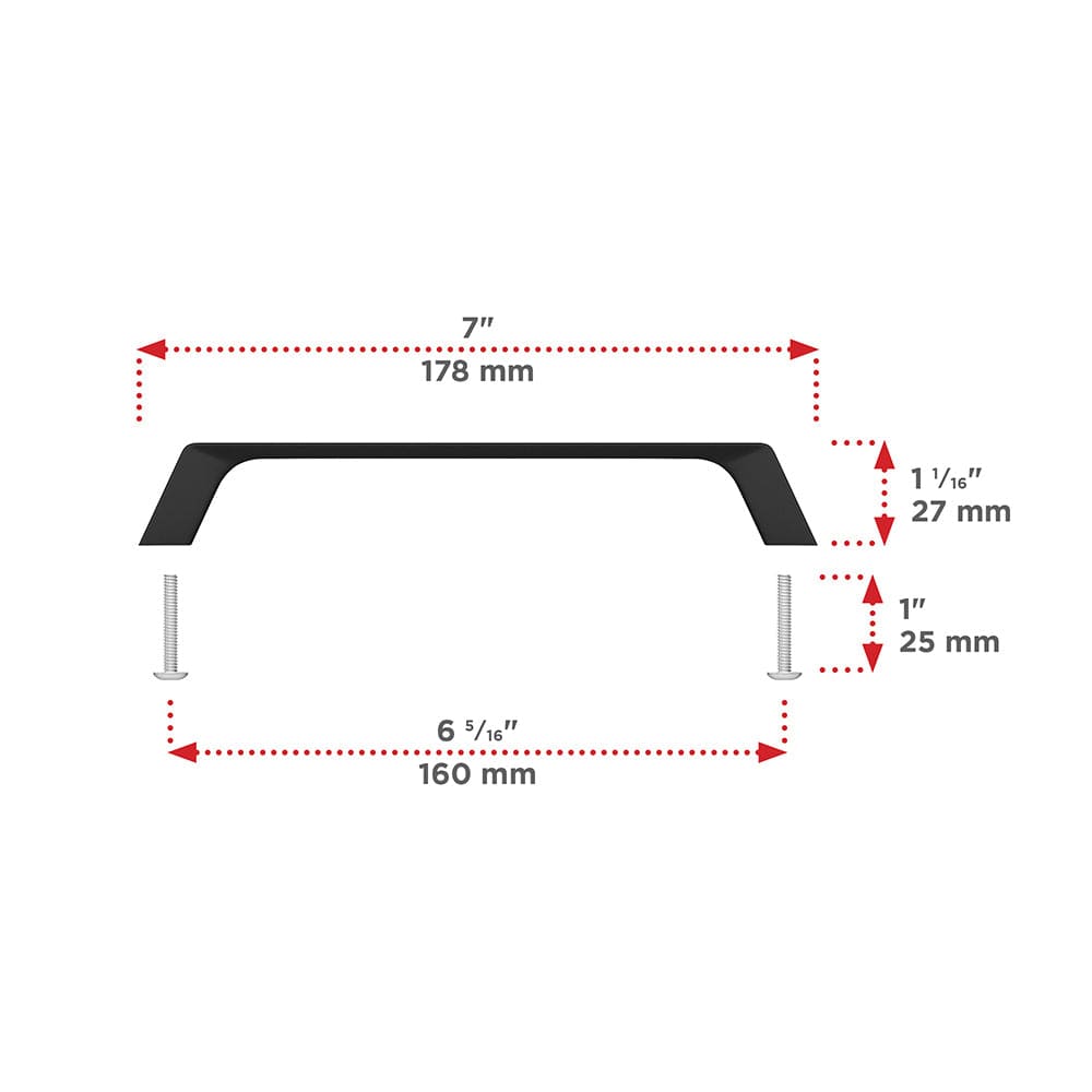 Contemporary Pull, 6-5/16" Center-to-Center, Matte Black alt 1