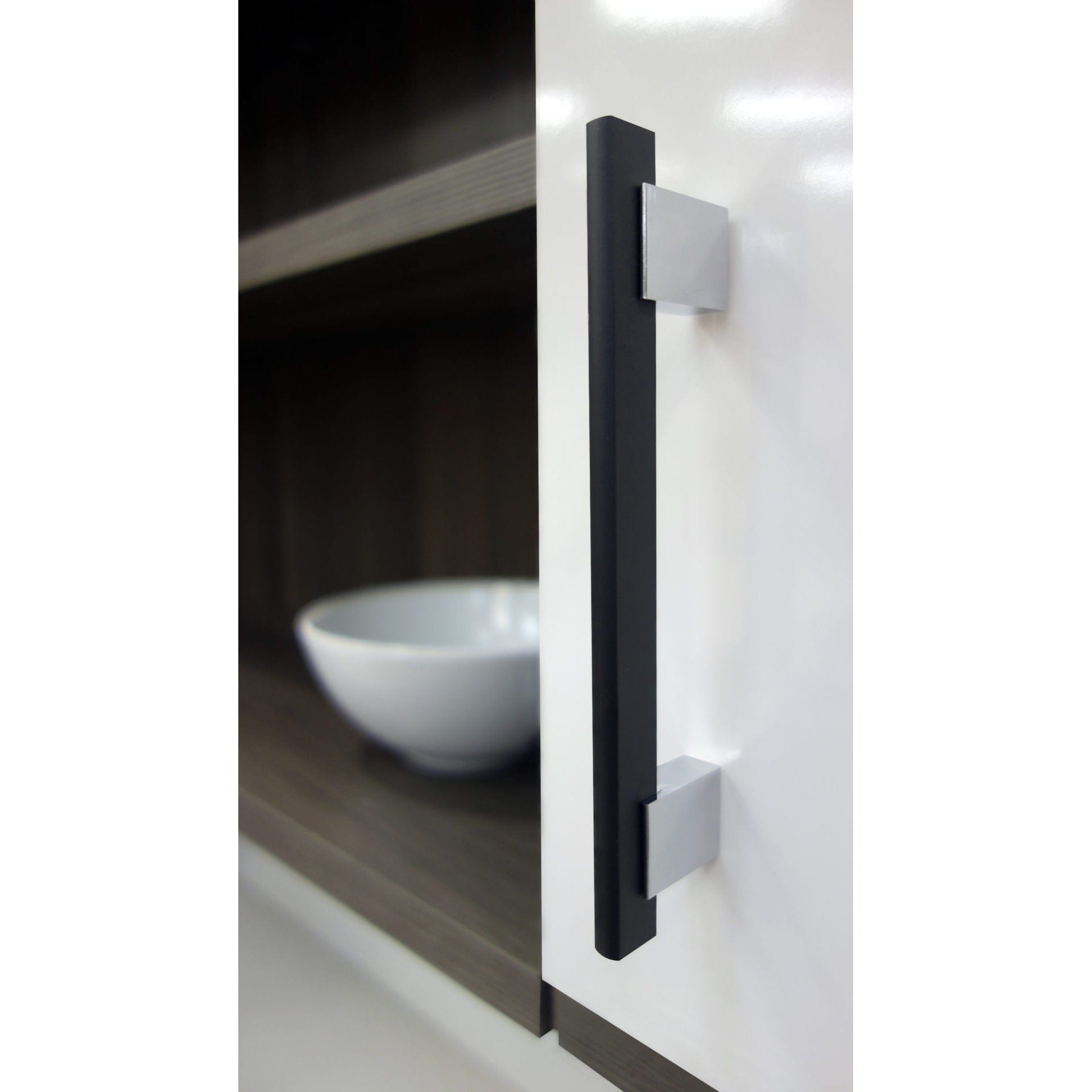 Contemporary Pull, 3-3/4" Center-to-Center, Chrome, Matte Black alt 0