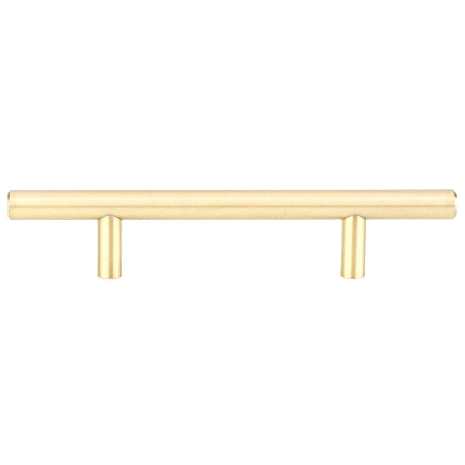 Contemporary Pull, 3-3/4" Center-to-Center, Satin Brass alt 0