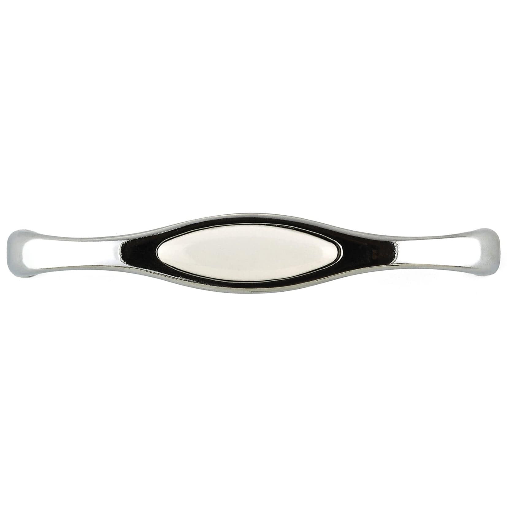 Traditional Pull, 5-1/16" Center-to-Center, Chrome, White alt 0