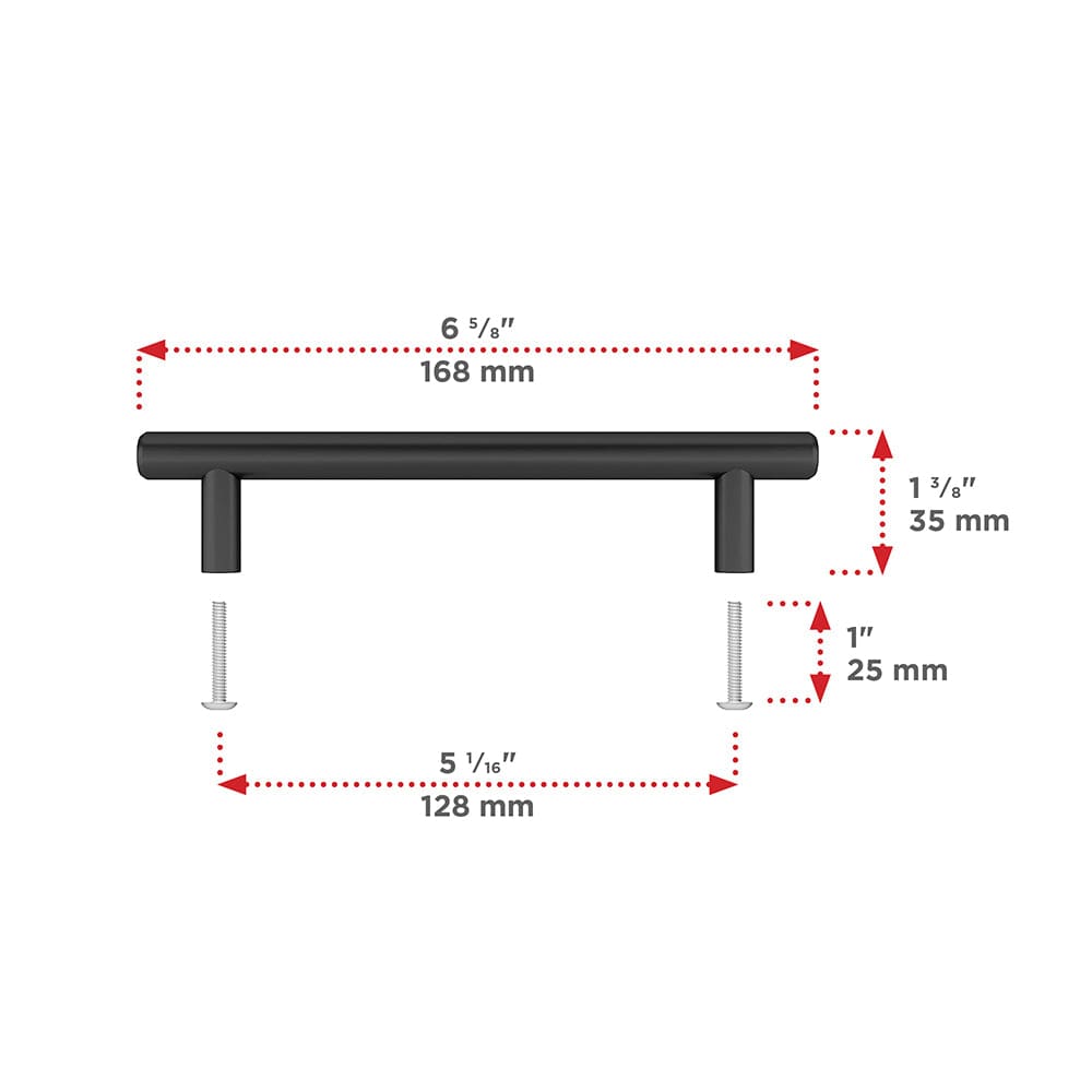 Contemporary Pull, 5-1/16" Center-to-Center, Matte Black