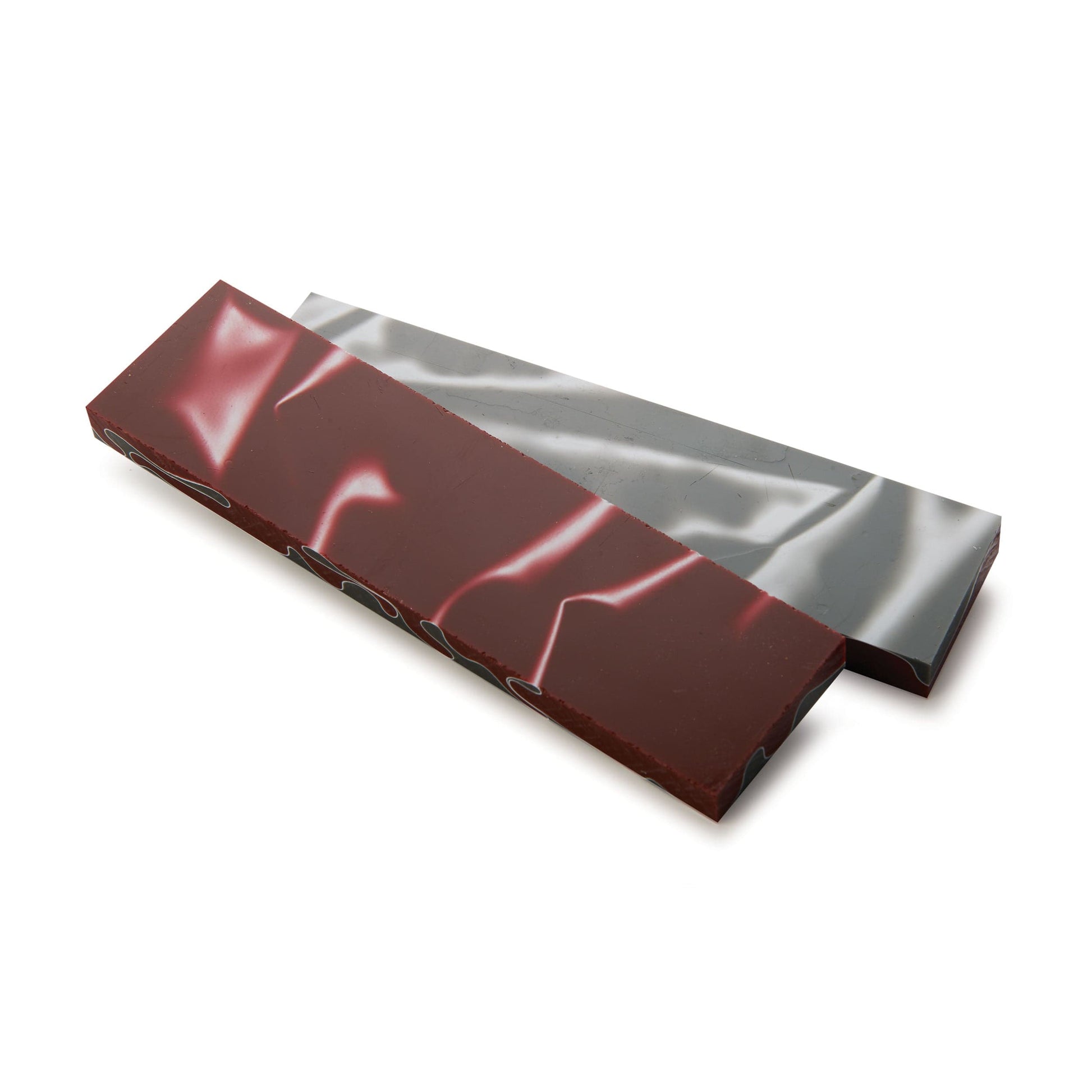 Acrylic Knife Scales - 3/8" x 1-1/2" x 6" -  Maroon & Gray - Pair alt 0