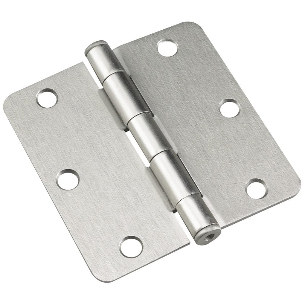 3-1/2" (89 mm) Full Mortise Butt Hinge 1/4" Radius Brushed N alt 0