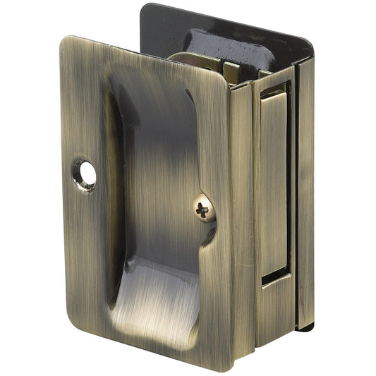 3-7/32" (82 mm) Pocket Door Pull Rectangular Antique Brass P alt 0