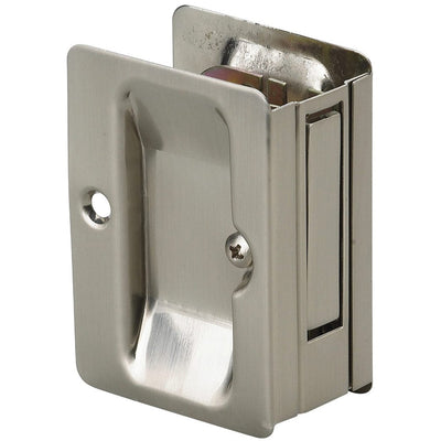 3-7/32" (82 mm) Pocket Door Pull Rectangular Brushed Nickel Passage alt 0
