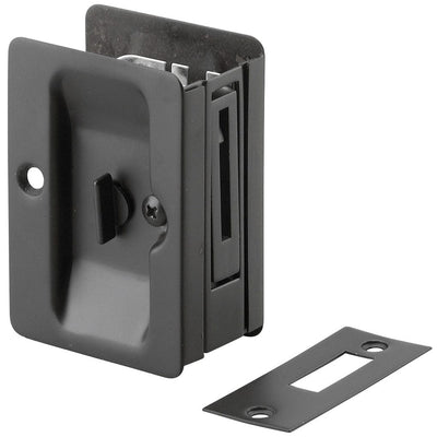 3-7/32" (82 mm) Pocket Door Pull  Rectangular Black Privacy alt 0
