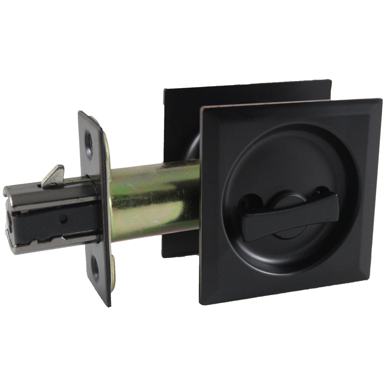 2-7/16" (62 mm) Pocket Door Pull Square Bright Brass Passage alt 0