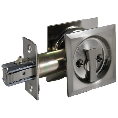 2-7/16" (62 mm) Pocket Door Pull Square Brushed Nickel Privacy alt 0