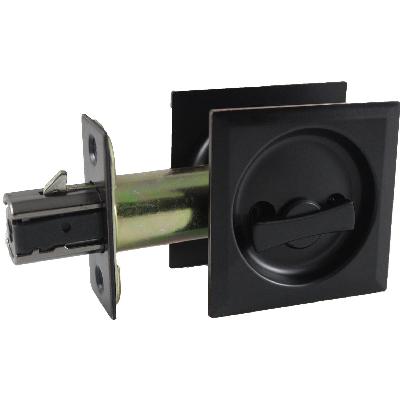 2-7/16" (62 mm) Pocket Door Pull Square Brushed Nickel Privacy alt 0