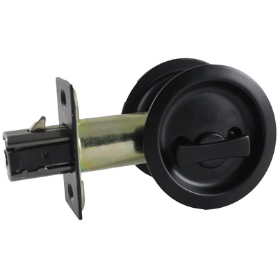 2-7/16" (62 mm) Pocket Door Pull Round Flat Black Privacy alt 0