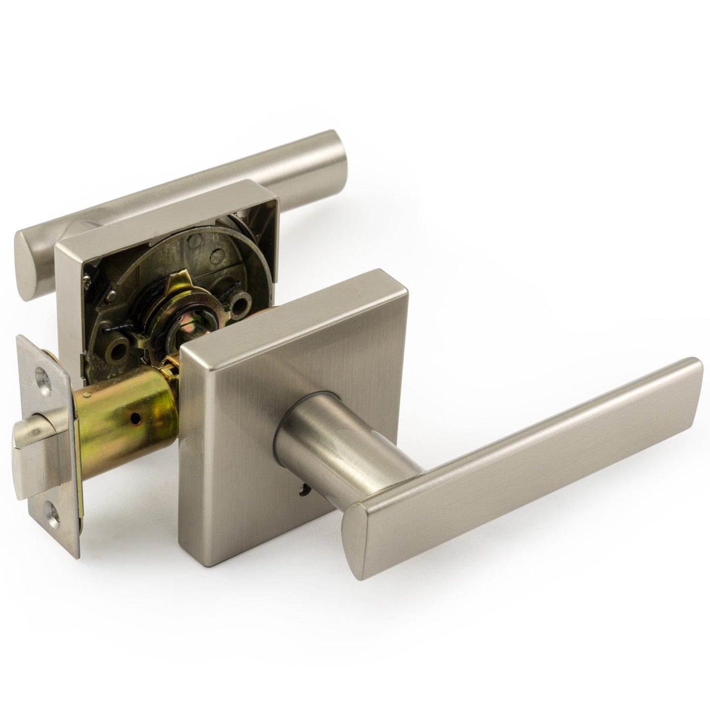Tuxedo Series Straight Levers Satin Nickel Left or Right Privacy alt 0