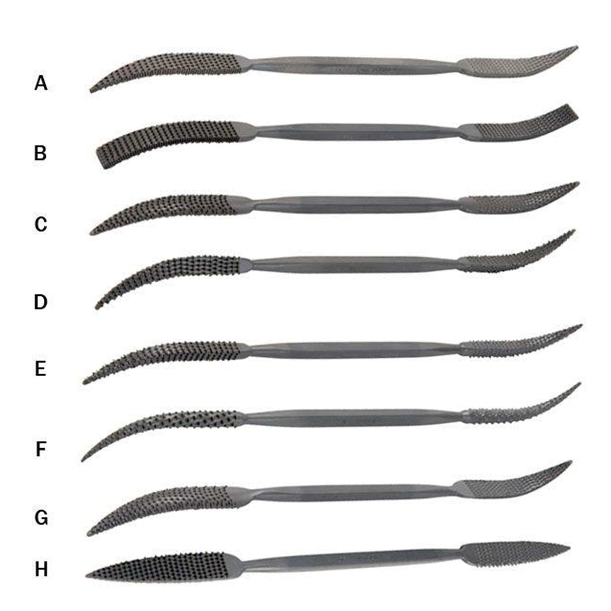 Retread Rasps Corradi Riffler Rasps, Set of 8 (A-H) , (C0720001) | Woodcraft