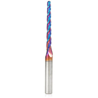 46284-K 2D/3D Carving 1 Deg Tapered Angle Ball Nose Triple Flute Router Bit 1/8"D 1-1/2"CH 1/16"R 1/4"SH 3"OL alt 0