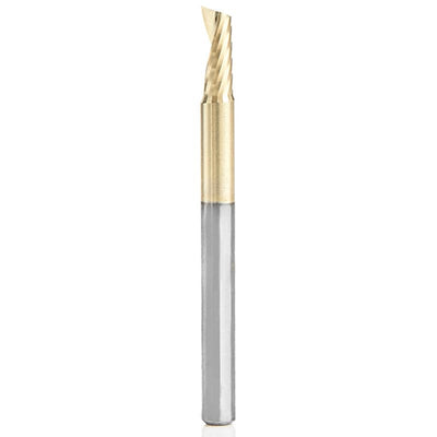 51406-Z Spiral O Single Flute Aluminum Cutting Up-Cut ZrN Coated Mirror Finish Router Bit 1/8"D 5/16"CH 1/8"SH 1-1/2"OL alt 0